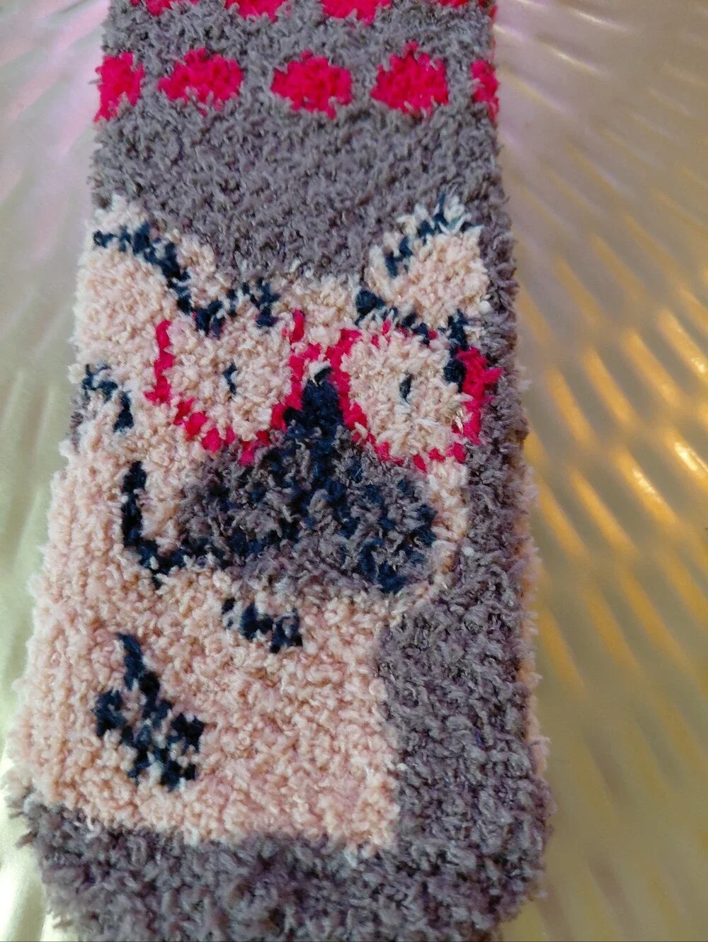 Fuzzy Socks 4 Pair Pink White Brown Red Dog Bunny NWT